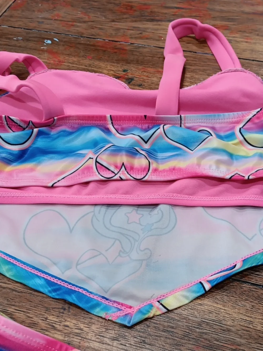 Wonder Nation Girls' Pink Rainbow Unicorn Bikini Set